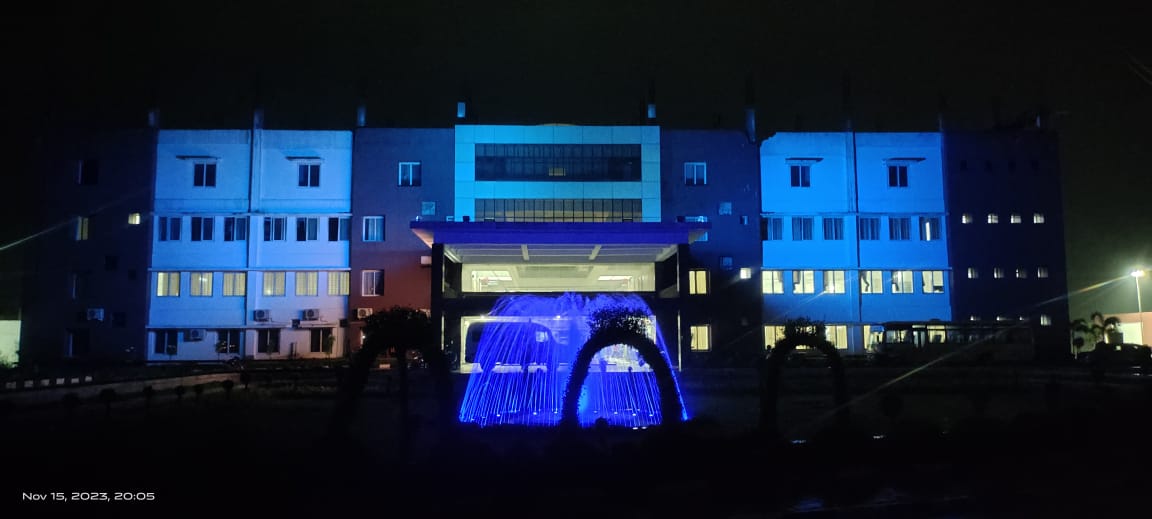 Vels Medical College Hospital in Blue light 