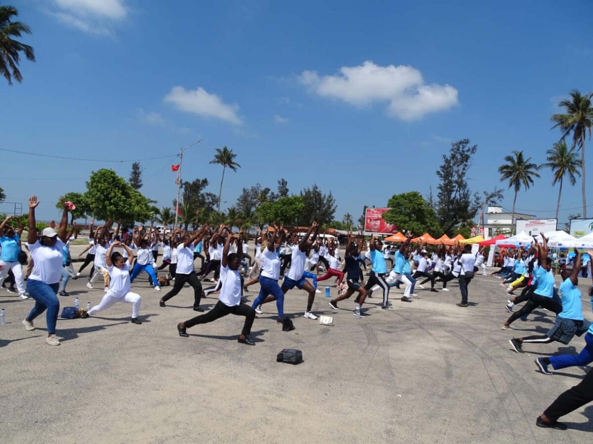 Aerobic session in Beira, Sofala province, Mozambique