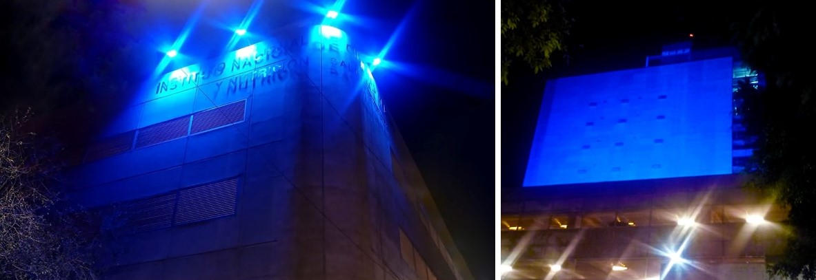 Instituto Nacional de Ciencias Médicas y Nutrición Salvador Zubirán in blue, Mexico City, Mexico.